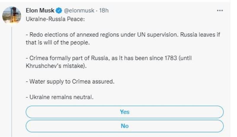 Elon Musk’ın “Ukrayna-Rusya barışı” anketine tepki
