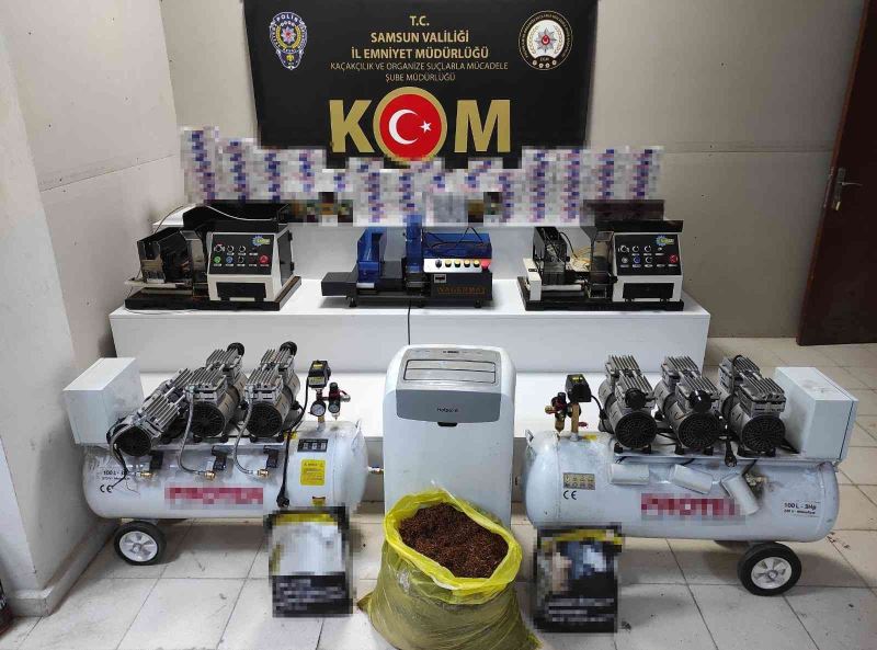 Samsun’da bir evde otomatik sigara sarma makineleri ve 20 bin makaron ele geçirildi
