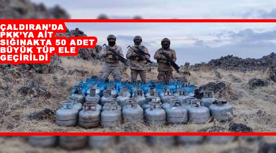 Çaldıran’da PKK’ya ait sığınakta 50 adet büyük tüp ele geçirildi