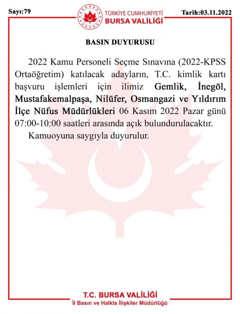 KPSS adayları dikkat...Bursa Valiliği duyurdu
