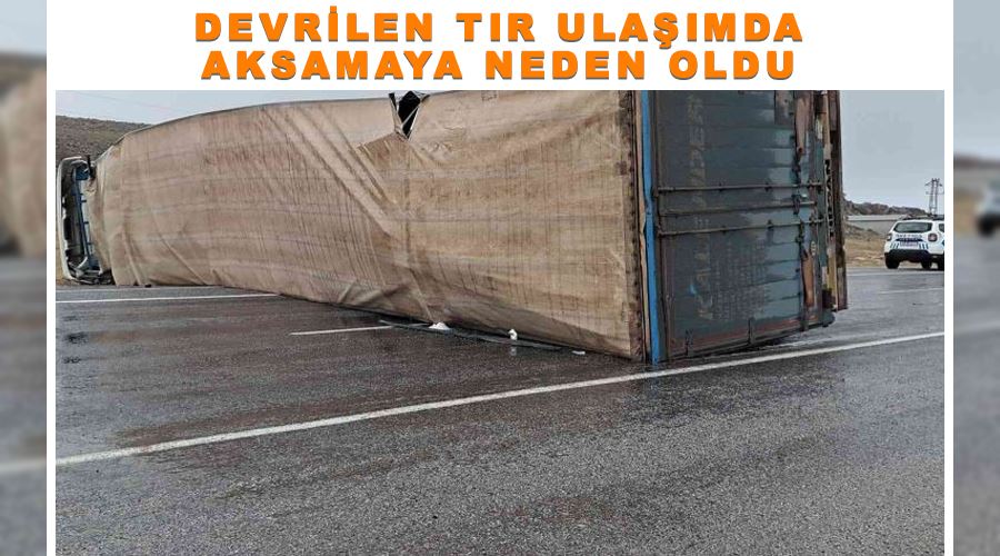 Devrilen tır ulaşımda aksamaya neden oldu