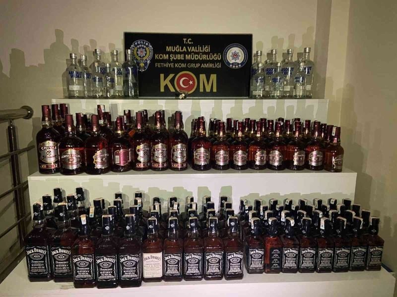 Fethiye’de 315 litre şişelenmiş sahte alkol yakalandı

