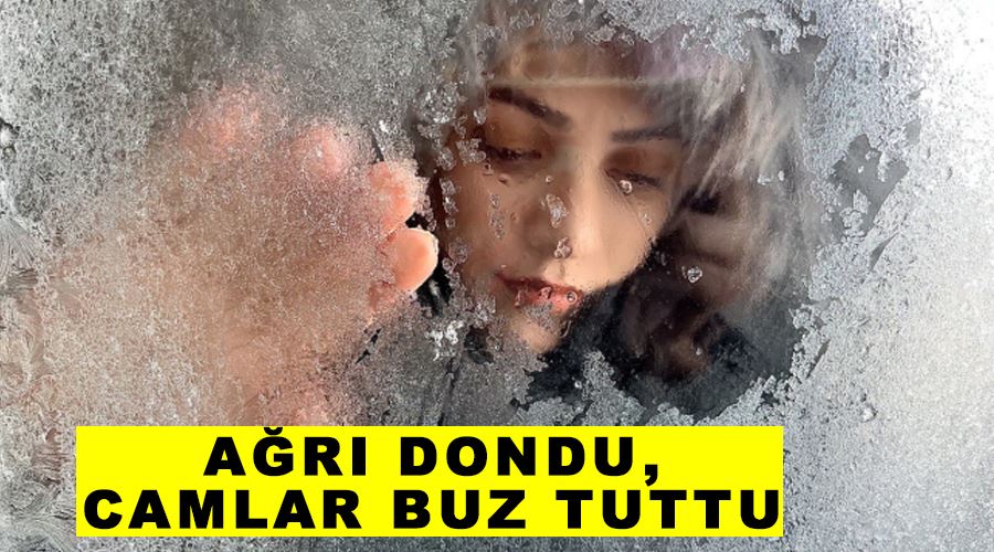 Ağrı dondu, camlar buz tuttu