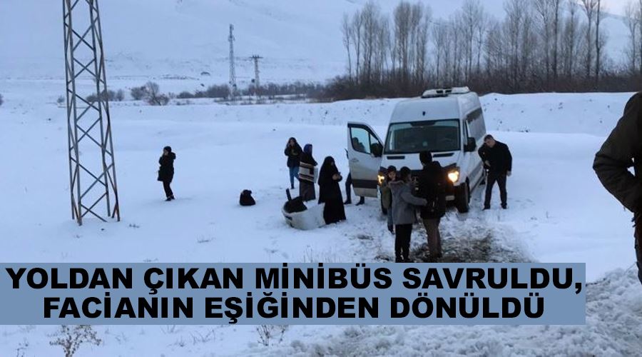 Yoldan çıkan minibüs savruldu, facianın eşiğinden dönüldü