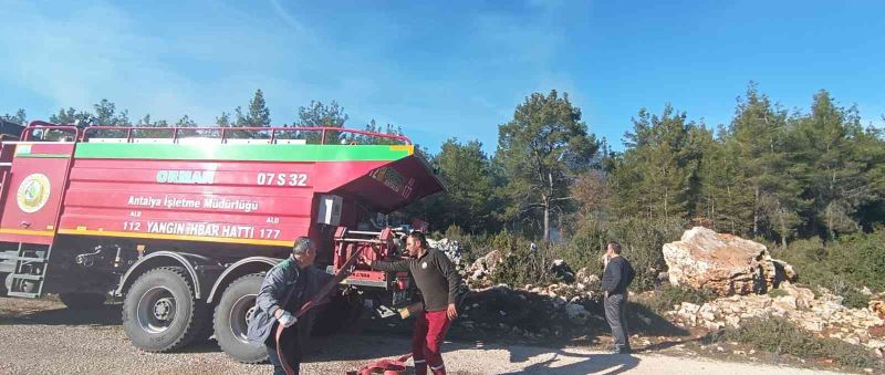 Antalya’da çıkan orman yangını büyümeden söndürüldü
