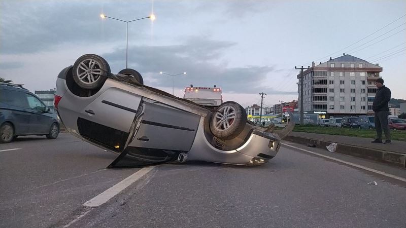 Aracıyla takla atan kadın sürücü yaralandı
