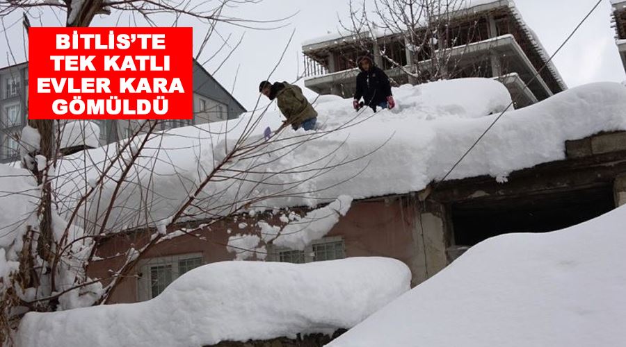 Bitlis’te tek katlı evler kara gömüldü