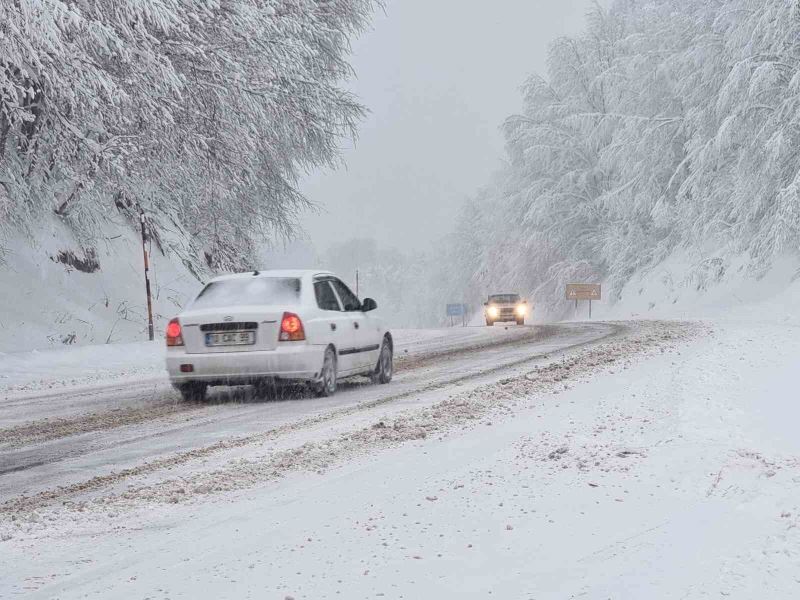 Yoğun kar yağışı, Kocayayla Geçidi’nde sürücülere zor anlar yaşatıyor
