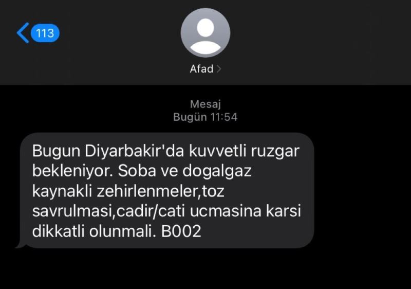 AFAD’dan Diyarbakır için kuvvetli rüzgar uyarısı
