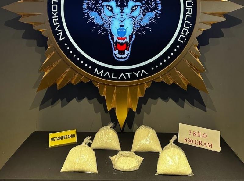 Malatya’da 3 kilo 830 gr metamfetamin ele geçirildi
