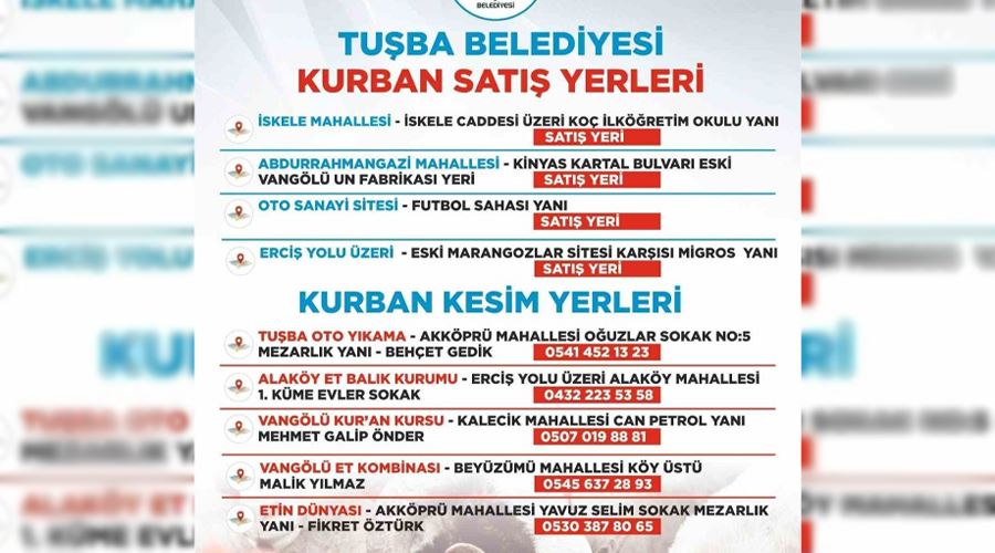 Tuşba’da kurban satış ve kesim yerleri belirlendi