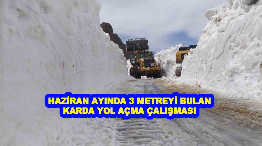 Haziran ayında 3 metreyi bulan karda yol açma çalışması