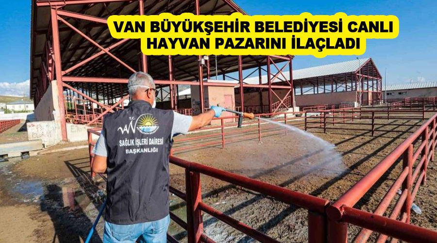 Van Büyükşehir Belediyesi canlı hayvan pazarını ilaçladı