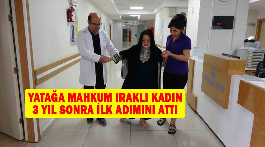 Yatağa mahkum Iraklı kadın 3 yıl sonra ilk adımını attı