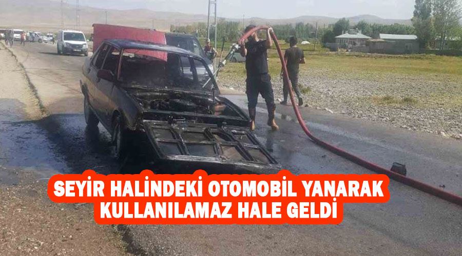 Seyir halindeki otomobil yanarak kullanılamaz hale geldi