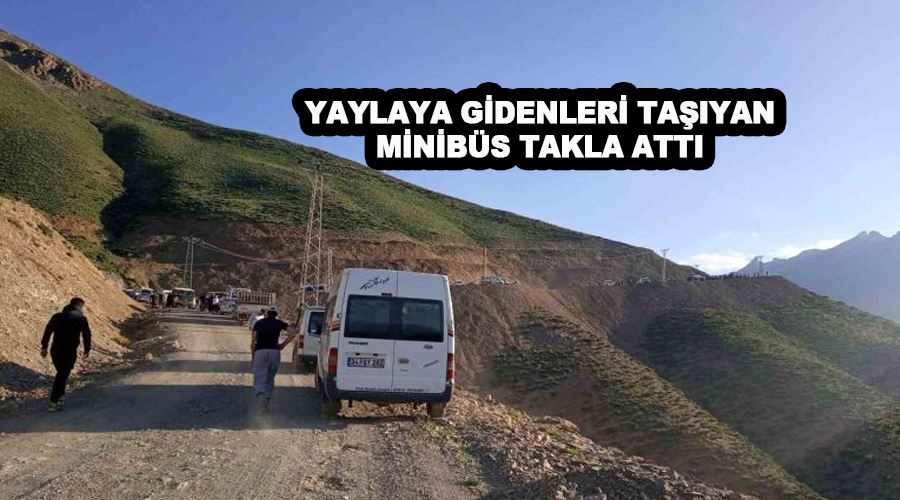 Yaylaya gidenleri taşıyan minibüs takla attı