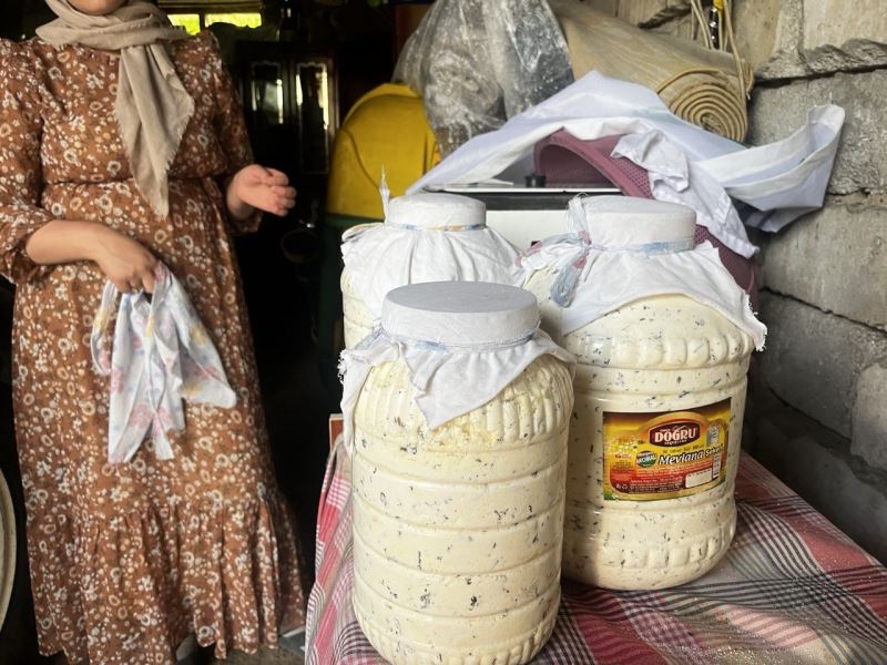 Doğal yollarla üretilen peynirler kışın tüketilmek üzere toprağa gömülüyor
