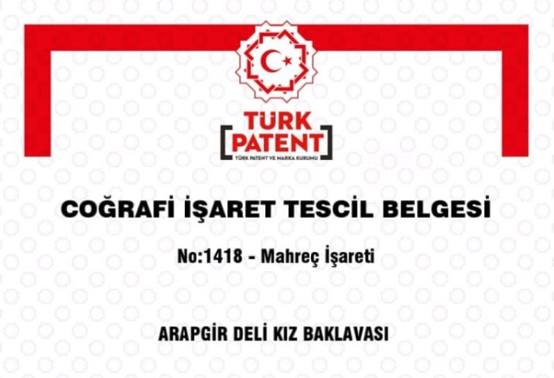 Arapgir Deli Kız Baklavası’na coğrafi tescil
