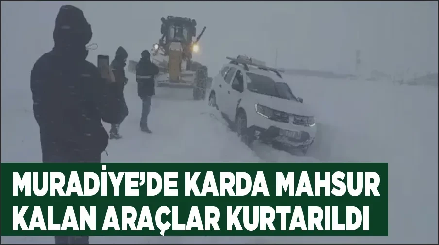 Muradiye’de karda mahsur kalan araçlar kurtarıldı