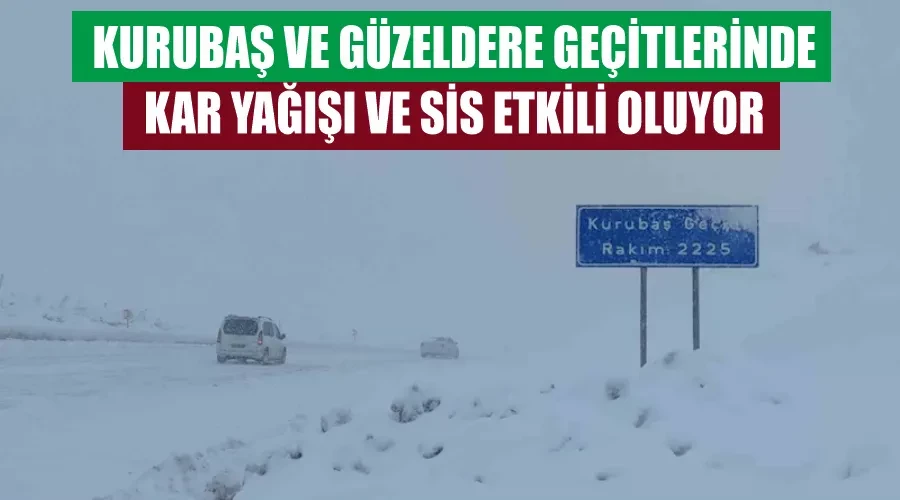 Kurubaş ve Güzeldere geçitlerinde kar yağışı ve sis etkili oluyor