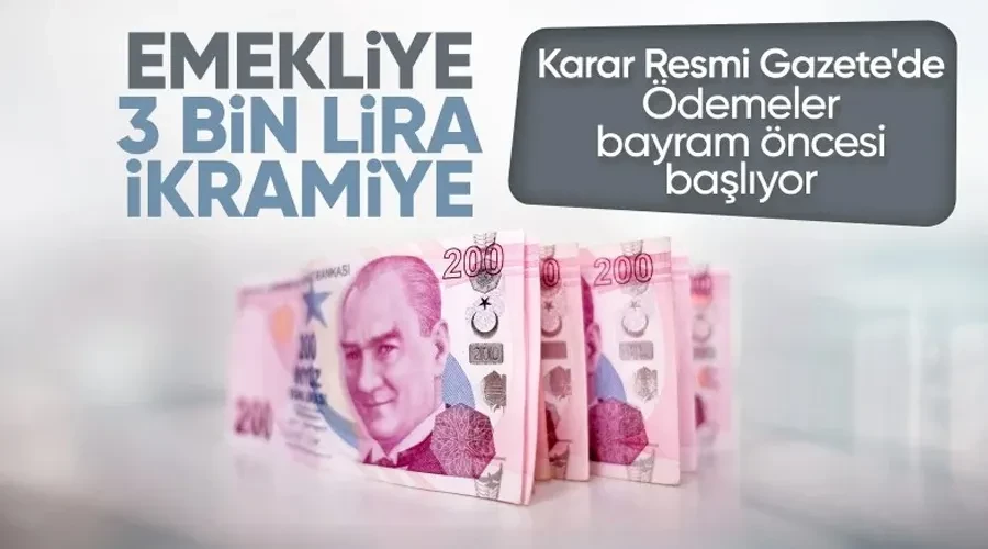 Emekliye 3 bin lira bayram ikramiyesi Resmi Gazete